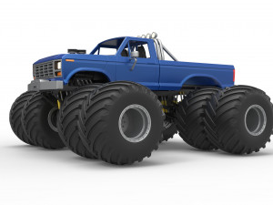 Vintage Monster Truck with double wheels Scale 1 to 25 Model Cetak 3D