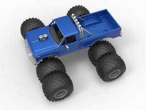 Vintage Monster Truck with double wheels Scale 1 to 25 Model Cetak 3D