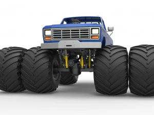 Vintage Monster Truck with double wheels Scale 1 to 25 3D Print Model