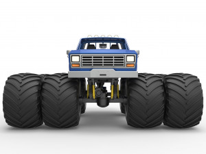 Vintage Monster Truck with double wheels Scale 1 to 25 Model Cetak 3D