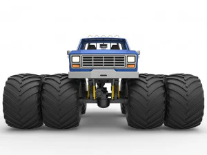 Vintage Monster Truck with double wheels Scale 1 to 25 3D Print Model