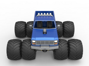 Vintage Monster Truck with double wheels Scale 1 to 25 Model Cetak 3D