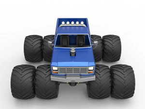 Vintage Monster Truck with double wheels Scale 1 to 25 3D Print Model