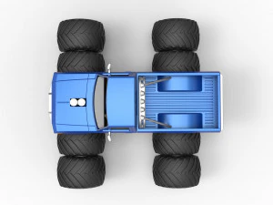 Vintage Monster Truck with double wheels Scale 1 to 25 3D Print Model