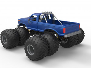 Vintage Monster Truck with double wheels Scale 1 to 25 Model Cetak 3D