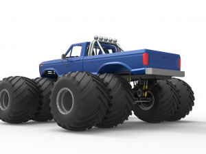 Vintage Monster Truck with double wheels Scale 1 to 25 Model Cetak 3D
