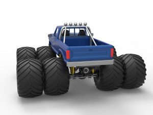 Vintage Monster Truck with double wheels Scale 1 to 25 Model Cetak 3D