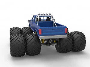 Vintage Monster Truck with double wheels Scale 1 to 25 3D Print Model