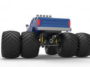 Vintage Monster Truck with double wheels Scale 1 to 25 3D Print Model