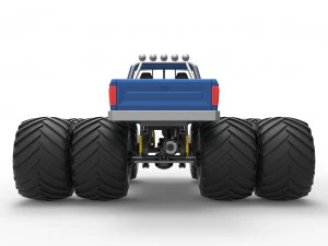 Vintage Monster Truck with double wheels Scale 1 to 25 3D Print Model