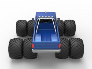 Vintage Monster Truck with double wheels Scale 1 to 25 Model Cetak 3D
