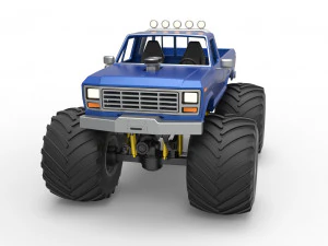 Vintage Monster Truck with double wheels Scale 1 to 25 3D Print Model