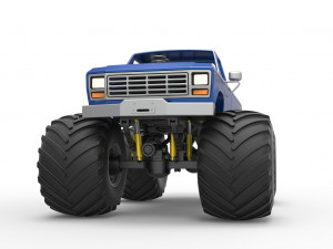 Vintage Monster Truck with double wheels Scale 1 to 25 Model Cetak 3D