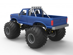 Vintage Monster Truck with double wheels Scale 1 to 25 Model Cetak 3D