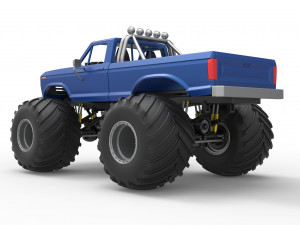 Vintage Monster Truck with double wheels Scale 1 to 25 Model Cetak 3D