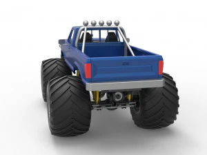Vintage Monster Truck with double wheels Scale 1 to 25 3D Print Model