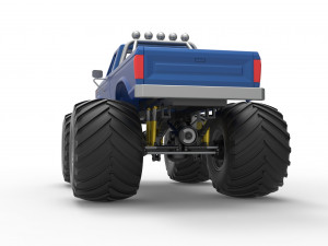 Vintage Monster Truck with double wheels Scale 1 to 25 Model Cetak 3D