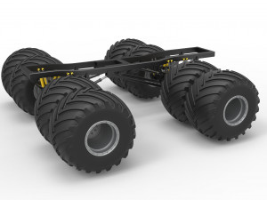 Chassis of vintage monster truck with double wheels Scale 1 to 25 Modelo de Impressão 3D