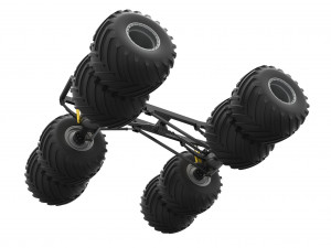 Chassis of vintage monster truck with double wheels Scale 1 to 25 3D Принт Модель