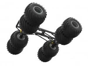 Podwozie zabytkowej ciężar&oacute;wki Monster Truck z podw&oacute;jnymi kołami. Skala od 1 do 25 Model do druku 3D