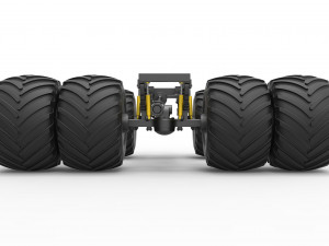 Chassis of vintage monster truck with double wheels Scale 1 to 25 3D Принт Модель