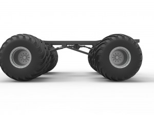 Chassis of vintage monster truck with double wheels Scale 1 to 25 3D Принт Модель