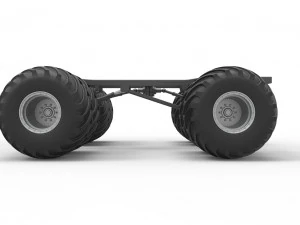 Podwozie zabytkowej ciężar&oacute;wki Monster Truck z podw&oacute;jnymi kołami. Skala od 1 do 25 Model do druku 3D