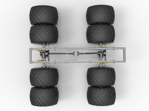 Chassis of vintage monster truck with double wheels Scale 1 to 25 3D Принт Модель