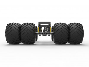 Chassis of vintage monster truck with double wheels Scale 1 to 25 3D Принт Модель
