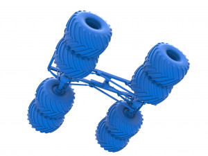 Chassis of vintage monster truck with double wheels Scale 1 to 25 3D Принт Модель