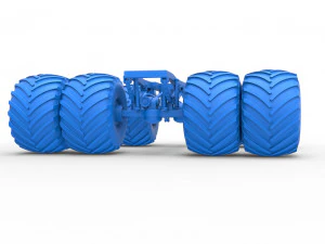 Podwozie zabytkowej ciężar&oacute;wki Monster Truck z podw&oacute;jnymi kołami. Skala od 1 do 25 Model do druku 3D