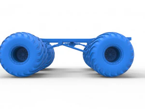 Podwozie zabytkowej ciężar&oacute;wki Monster Truck z podw&oacute;jnymi kołami. Skala od 1 do 25 Model do druku 3D