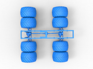 Chassis of vintage monster truck with double wheels Scale 1 to 25 3D Принт Модель