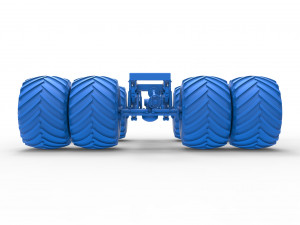 Chassis of vintage monster truck with double wheels Scale 1 to 25 3D Принт Модель