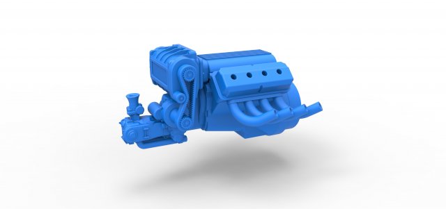 Engine V8 for vintage dragster Version 2 Scale 1 to 25 3D 프린트 모델 .c4d .max .obj .3ds .fbx .stl .blend 