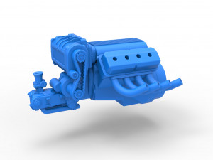 Engine V8 for vintage dragster Version 2 Scale 1 to 25 3D-printmodel