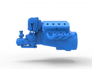 Engine V8 for vintage dragster Version 2 Scale 1 to 25 3D Print Model