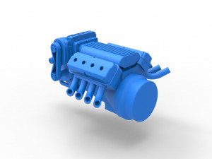 Engine V8 for vintage dragster Version 2 Scale 1 to 25 3D 프린트 모델