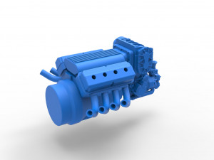 Engine V8 for vintage dragster Version 2 Scale 1 to 25 3D 프린트 모델