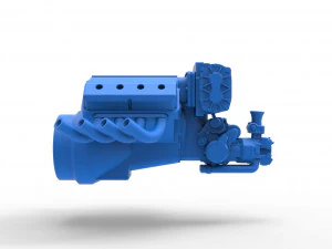 Engine V8 for vintage dragster Version 2 Scale 1 to 25 3D Print Model