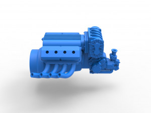 Engine V8 for vintage dragster Version 2 Scale 1 to 25 3D 프린트 모델