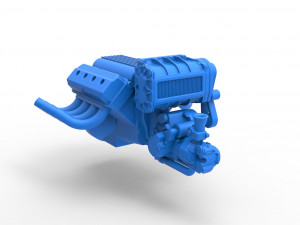 Engine V8 for vintage dragster Version 2 Scale 1 to 25 3D 프린트 모델