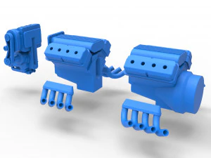 Engine 2 V8 Version 6 Scale 1 to 25 3D Print Model