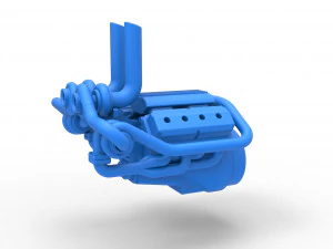 Motore quad turbo V8 Scala da 1 a 25 Modello di stampa 3D