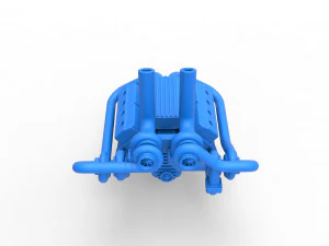 Quad turbo V8 Engine Scale 1 to 25 3D Print Model