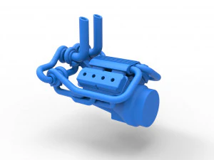 Quad turbo V8 Engine Scale 1 to 25 3D Print Model