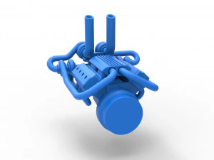 Quad turbo V8 Engine Scale 1 to 25 3D Print Model