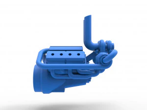 Quad turbo V8 Engine Scale 1 to 25 3D Print Model