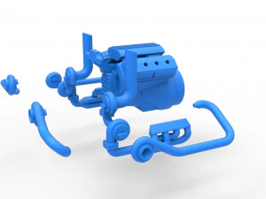 Quad turbo V8 Engine Scale 1 to 25 3D Print Model