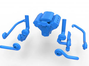 Quad turbo V8 Engine Scale 1 to 25 3D Print Model